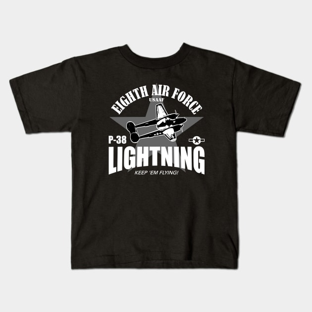 P-38 Lightning USAAF Kids T-Shirt by TCP